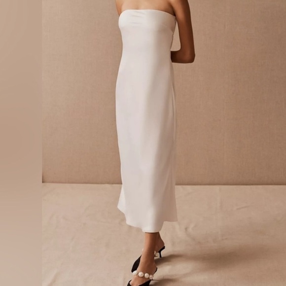 BHLDN Dresses & Skirts - BHLDN x Sachin & Babi Aubrey 10 White Satin Silky Strapless Midi Wedding Dress